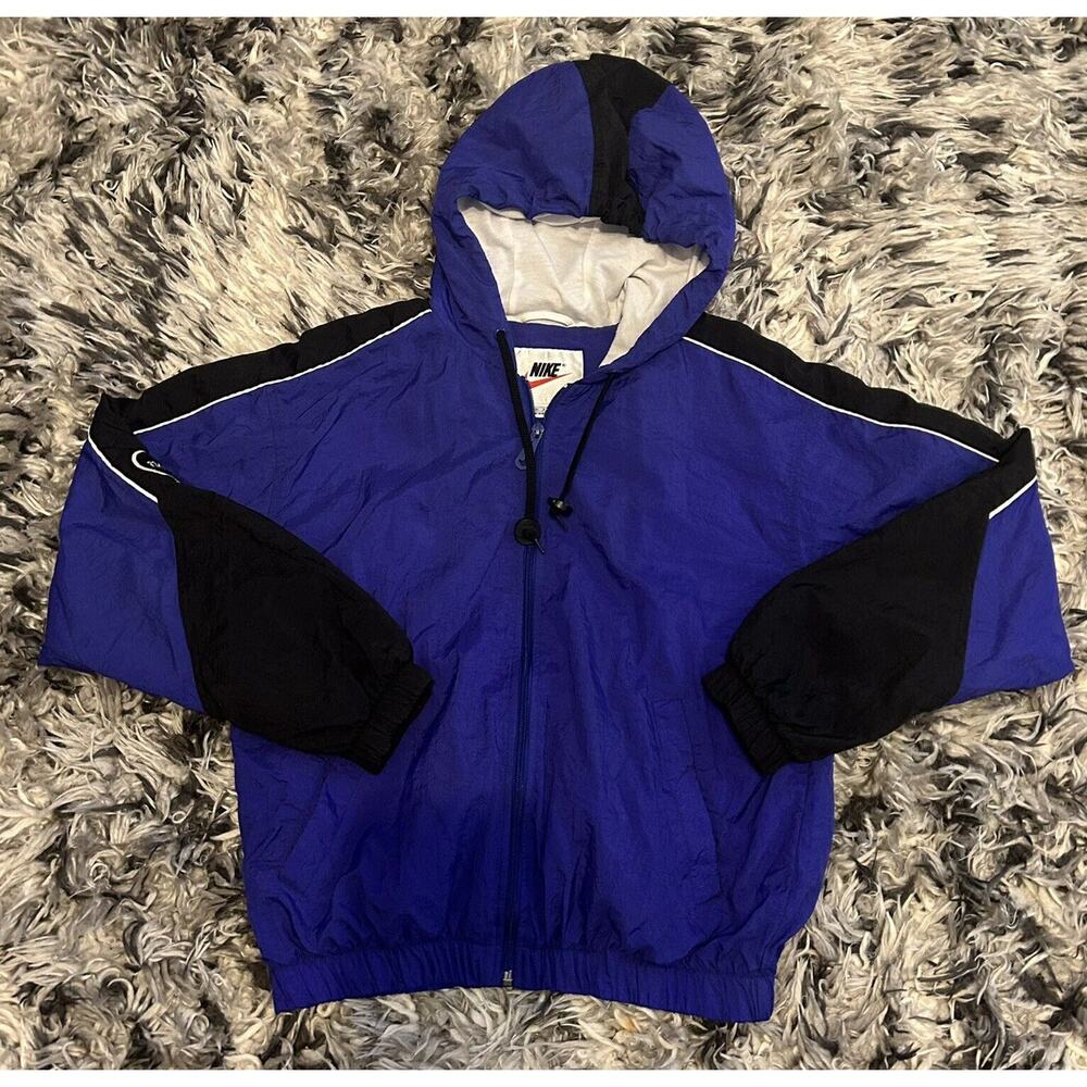 Vintage 90s Nike Purple Windbreaker Hooded Jacket Size Petite Small Womens S